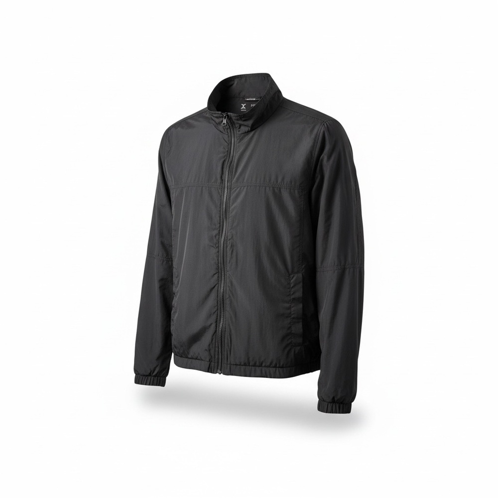 Xersion XXL Black Lightweight Nylon Windbreaker Jacket Full Zip- Unisex